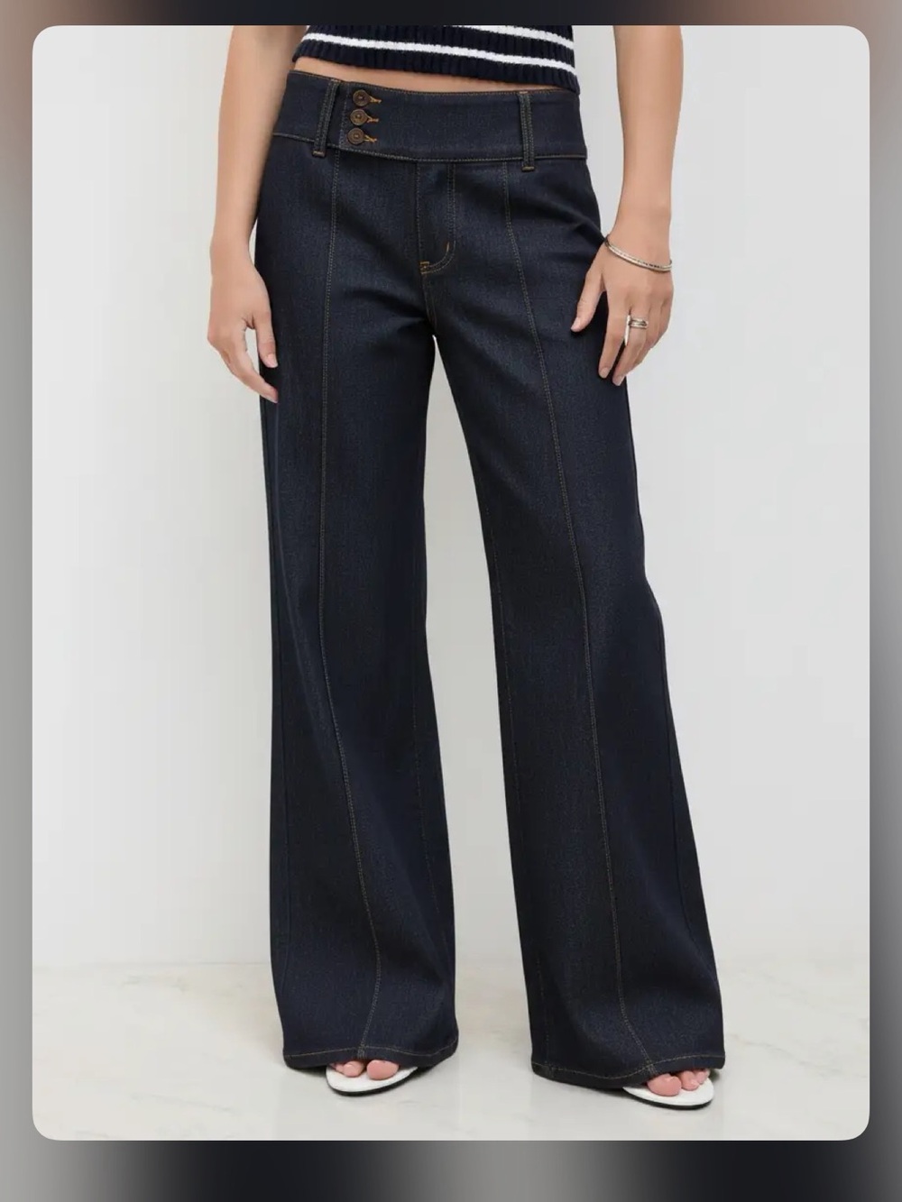 Cider dark navy denim low rise baggy jeans L